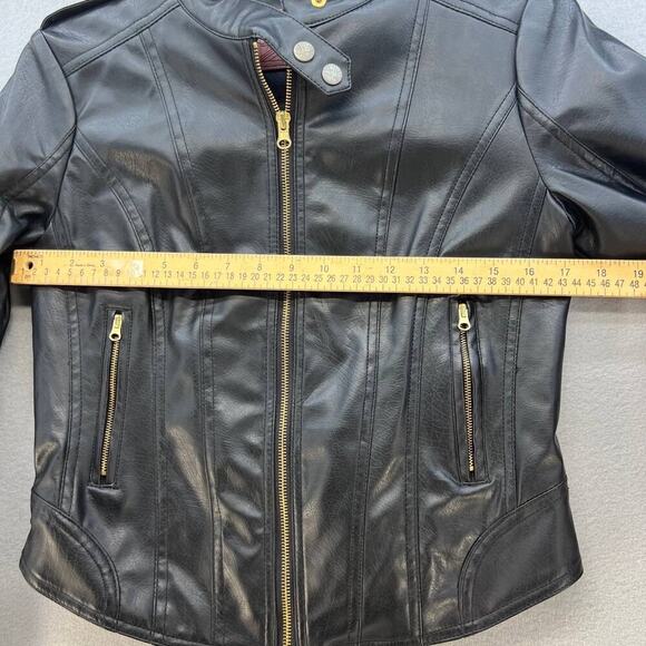 Miss London Faux Leather Moto Jacket Size Medium - Picture 2 of 13